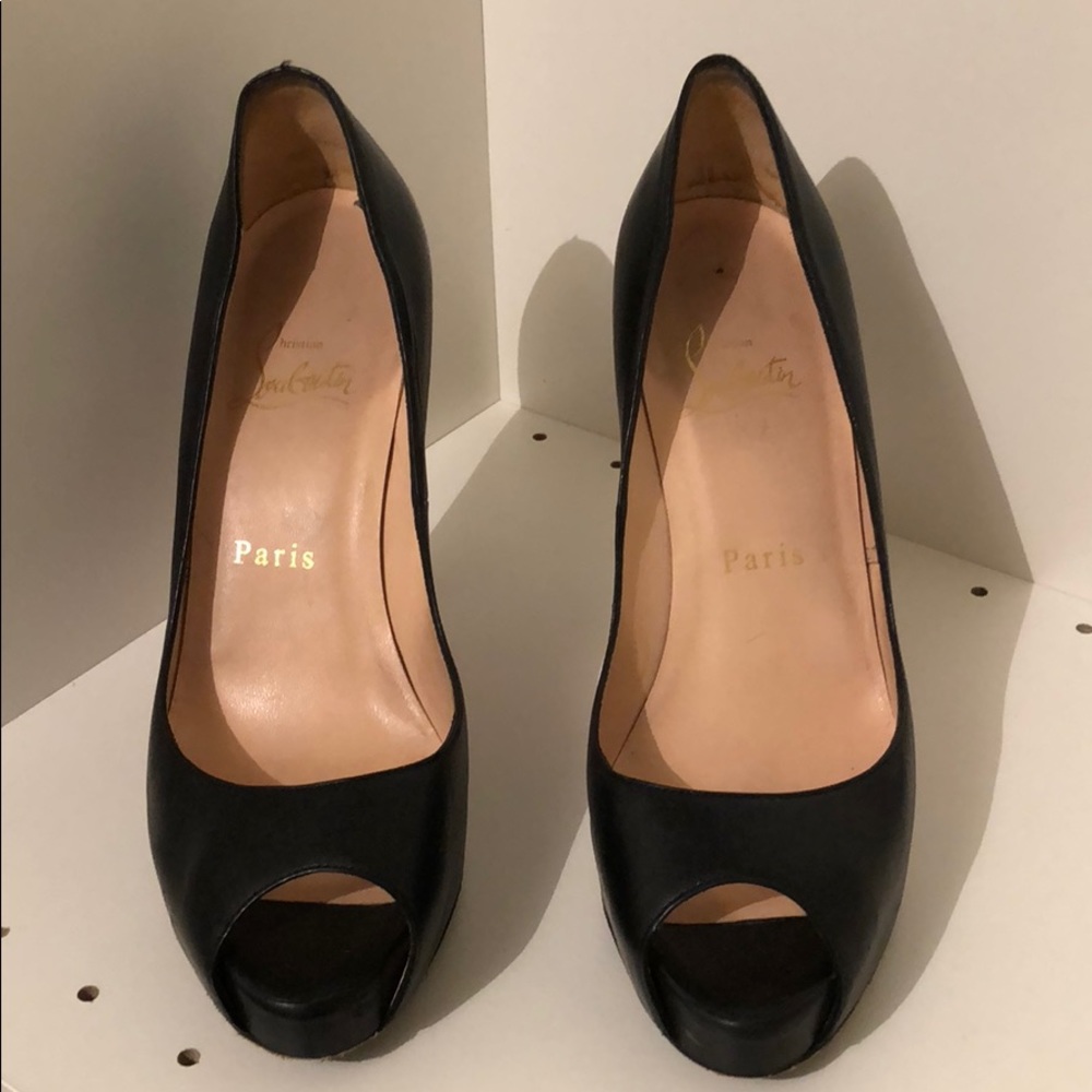 Christian Louboutin peep toe leather heels